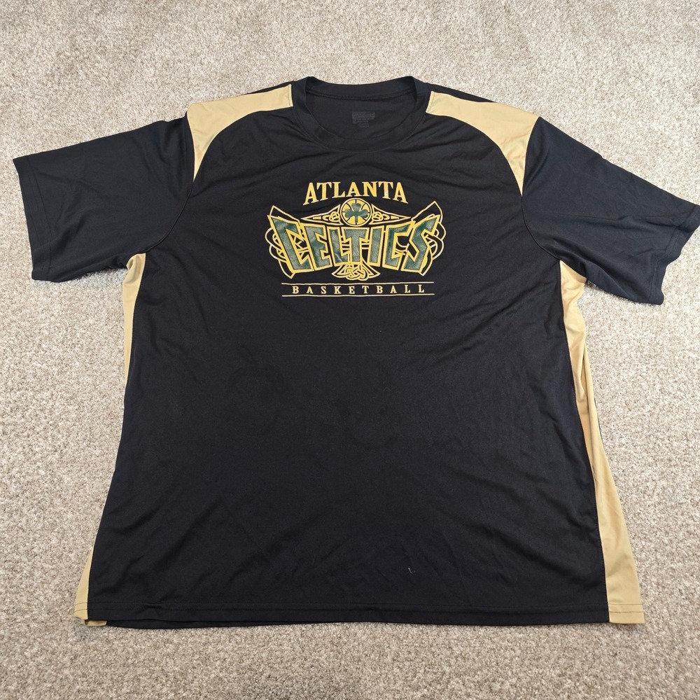 Atlanta Celtics Basketball T-Shirt Mens 2XL Black Gold Performance Short Sleeve